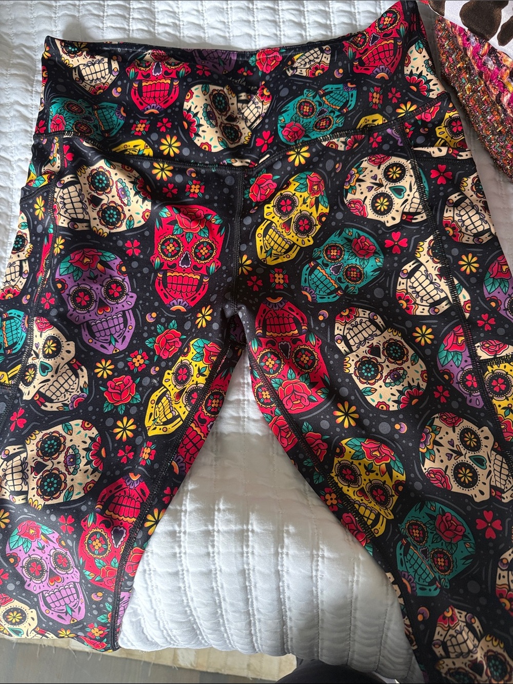 CVG Sugar Skull Print Leggings - Black Multicolor